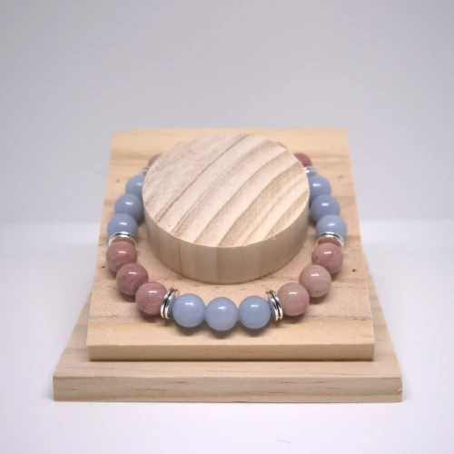 Bransoletka z rodonitu i angelitu – delikatna biżuteria z kamieni naturalnych